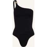 Schwarze BANANA MOON One Shoulder Badeanzüge mit hohem Beinausschnitt aus Polyamid ohne Bügel für Damen Größe S 