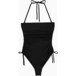 Schwarze COS Bandeau Badeanzüge mit Rüschen aus Polyamid für Damen Größe S 