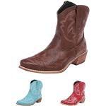Braune Elegante Cowboy-Boots & Cowboystiefeletten aus Leder für Damen Größe 35 