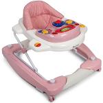 Baninni Lauflernhilfe Classic 2-in-1 Pastell Pink - Baby Lauflernhilfe mit Rollschaukel Funktion, Licht, Musik, Spielcenter Baby Esstisch klappbar ab 6 Monaten