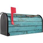 banjado® Amerikanischer Briefkasten - US Mailbox/Letterbox mit Motiv Blaue Holzlatten 51x22x17cm - Postkasten Stahl aus Amerika – Briefkasten amerikanisch pulverbeschichtet