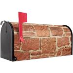 banjado® Amerikanischer Briefkasten - US Mailbox/Letterbox mit Motiv Mauerwerk 51x22x17cm - Postkasten Stahl aus Amerika – Briefkasten amerikanisch pulverbeschichtet