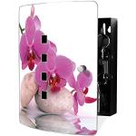 Schwarze Banjado Design Schlüsselkästen mit Orchideenmotiv aus Edelstahl 