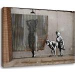 Moderne Banksy Digitaldrucke mit Köln-Motiv aus Kiefer handgemacht 30x40 