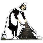 Weiße Banksy Wandtattoos & Wandaufkleber mit Graffiti-Motiv aus Vinyl 
