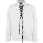 Banned Alternative - Mittelalter Langarmhemd - Rüschenhemd mit Schnürung - M bis XXL - für Männer - Größe L - weiß