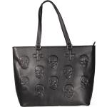 Schwarze Banned Alternative Totenkopf Handtaschen mit Totenkopfmotiv aus PU für Damen 