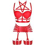 Rote Punk Damenstrumpfhalter & Damenstrapsgürtel aus Polyester Einheitsgröße 