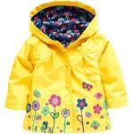 Gelbe Blumenmuster Wasserdichte Winddichte Atmungsaktive Kinderkapuzenjacken für Mädchen Größe 98 