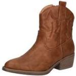 Reduzierte Braune Bestickte Blockabsatz Cowboy-Boots & Cowboystiefeletten mit Reißverschluss für Damen Größe 42 mit Absatzhöhe 3cm bis 5cm 