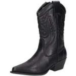 Reduzierte Schwarze Bestickte Spitze Blockabsatz Cowboy-Boots & Cowboystiefeletten für Damen Größe 42 mit Absatzhöhe 3cm bis 5cm 