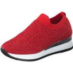 Reduzierte Rote Slip-on Sneaker ohne Verschluss aus Textil für Damen Größe 41 mit Absatzhöhe bis 3cm 