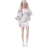 Barbie GXB28 - Signature Looks Puppe (groß, blond), bewegliche Modepuppe mit weißem Kleid und Plateaustiefeln, ab 6 Jahren