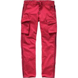 Barb'One Herren Cargohose Tapered Fit Rot einfarbig
