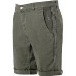 Reduzierte Olivgrüne Stretch-Shorts mit Galonstreifen aus Baumwolle für Herren 