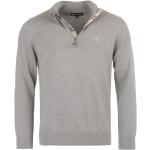 Reduzierte Hellgraue Bestickte Barbour Herrensweatshirts mit Reißverschluss aus Baumwolle Größe S 