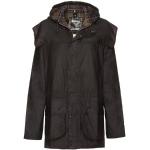 Braune Unifarbene Barbour Maxi Stehkragen Wachsjacken aus Baumwolle mit Kapuze für Herren Größe XL für den für den Winter 