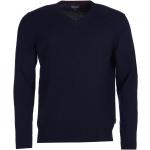 Blaue Barbour V-Ausschnitt Kaschmir-Pullover aus Wolle für Herren Größe XL 