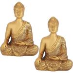 Reduzierte Asiatische Buddha-Gartenfiguren 2-teilig 