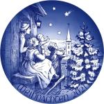 Blaue Bareuther Weihnachtsteller aus Porzellan 