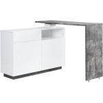 Barmöbel drehbar mit 2 Türen, 1 Schublade & 1 Ablage - MDF - Weiß lackiert & Beton - ELDIR