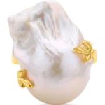 Reduzierte Weiße Barocke Damenperlenringe mit Echte Perle 