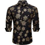 Reduzierte Schwarze Blumenmuster Langärmelige Herrenlangarmhemden mit Weihnachts-Motiv mit Knopf Größe XXL Weihnachten 