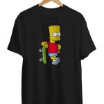 Bart Simpson T-Shirt, Unisex Schwarz & Weiß Tshirt, Skateboard Vintage T-Shirt