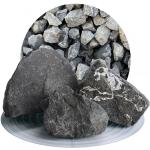Anthrazitfarbene Gabionensteine aus Basalt 