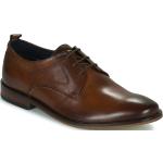 Reduzierte Braune Business Base London Derby Schuhe aus Leder für Herren Größe 46 mit Absatzhöhe bis 3cm 