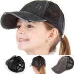Schwarze Unifarbene Basecaps für Kinder & Baseball-Caps für Kinder mit Klettverschluss aus Mesh für Mädchen für den für den Frühling 