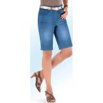Blaue bader Jeans-Bermudas mit Reißverschluss aus Baumwolle für Damen Größe XXL 