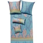 Blaue Bassetti Quadratische Baumwollbettwäsche mit Ornament-Motiv mit Reißverschluss aus Baumwolle 155x220 