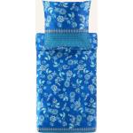 Blaue Bassetti Baumwollbettwäsche mit Reißverschluss aus Mako-Satin 155x220 