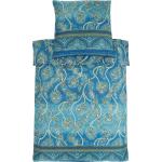 Blaue Bassetti Bettwäsche mit Ornament-Motiv mit Reißverschluss aus Satin 155x220 