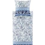 Blaue Blumenmuster Bassetti Bettwäsche mit Reißverschluss aus Satin 155x220 
