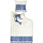 Blaue Antike Bassetti Oplontis Bettwäsche mit Reißverschluss aus Satin 135x200 