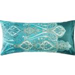 Blaue Mediterrane Bassetti Kissenbezüge & Kissenhüllen mit Ornament-Motiv mit Reißverschluss aus Satin 40x80 