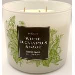 Bath & Body Works 3-Docht Kerze White Eucalyptus & Sage 411g