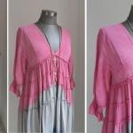 Pinke Batik Boho Midikleider & knielange Kleider aus Viskose für Damen Größe M für Partys 