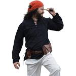 Schwarze Battle-Merchant Piratenblusen & Piratenhemden aus Baumwolle für Herren Größe 3 XL 