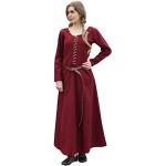 Battle-Merchant Mittelalter Kleid mit Schnürung für Damen Cotehardie AVA - Langarm - Baumwolle - Mittelalterkleid - Wikinger - LARP - Kostüm, Weinrot, Gr. M