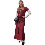 Battle-Merchant Mittelalter Kleid mit Schnürung für Damen Cotehardie AVA - Kurzarm - Baumwolle - Verkleidung - Wikinger - LARP - Kostüm, Weinrot, Gr. L