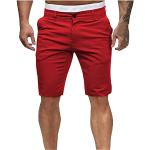 Rote Unifarbene Casual Cargo-Shorts mit Reißverschluss aus Leder für Herren Größe 3 XL für den für den Sommer 