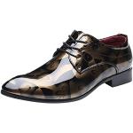 Goldene Business Hochzeitsschuhe & Oxford Schuhe mit Schnürsenkel aus Glattleder rutschfest für Herren Größe 50 