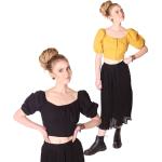 Schwarze Boho SugarShock Schulterfreie Blusenshirts & Schlusen mit Puffärmeln für Damen Einheitsgröße 