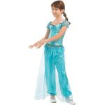 Türkise Buttinette Bauchtänzerinnen-Kostüme mit Pailletten aus Organza für Kinder Größe 104 