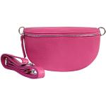 Pinke Damenbauchtaschen & Damenhüfttaschen mit Reißverschluss aus Glattleder mit Handyfach klein für Festivals 