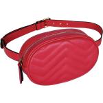 Reduzierte Rote Gesteppte Elegante Damenbauchtaschen & Damenhüfttaschen mit Reißverschluss aus Leder für Partys 