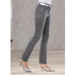 Graue ASCARI Oeko-Tex High Waist Jeans mit Reißverschluss aus Denim für Damen Größe XL 